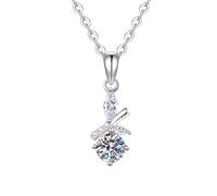 HUANGBONIG Collar de plata pura con cruz de diamantes Mosan, versión coreana de la joyería de hoja de Mori, diamante Mosan 50 d
