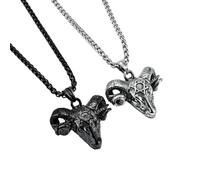 HUANGBONIG Collar de titanio con cabeza de cabra, accesorios de personalidad, Metal