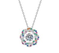 HUANGBONIG Collar inteligente de plata de ley Mosang Stone Star Mans para mujer, Metal