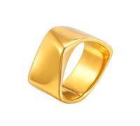 HUANGBONIG El anillo de acero inoxidable chapado en oro se refiere a la simplicidad del acero de titanio para mujeres europeas y americanas, No. 7, Metal