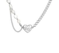 HUANGBONIG Exquisito collar de perlas con formas irregulares de corazón en Europa y América -PNB-104S