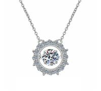 HUANGBONIG La piedra Mosang de plata pura ama la cadena de clavícula inteligente para mujer., Metal