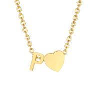 HUANGBONIG Letras inglesas, cadena de cruz plana, en forma de corazón, joyería de oro, Metal