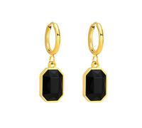 HUANGBONIG Pendientes cuadrados de acero inoxidable con circonita negra para mujer, joyería creativa, color negro