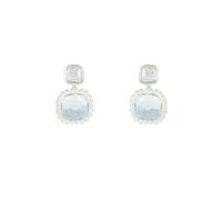 HUANGBONIG Pendientes cuadrados degradados azules y blancos de plata pura -FE00425E