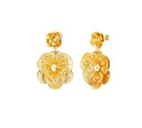HUANGBONIG Pendientes de flores creativos, personalizados, casuales, de oro, con flores
