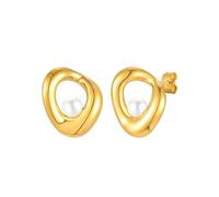 HUANGBONIG Pendientes de perlas de imitación geométricas de acero inoxidable para mujer, pendientes personalizados, oro