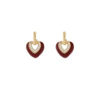 HUANGBONIG Pendientes de plata con diseño de gotas de amor y circonitas, color rojo