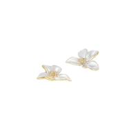 HUANGBONIG Pendientes literarios retro con diseño de flor de aceite, joyería de temperamento de aguja de plata, WE20304B
