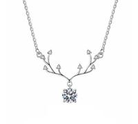 HUANGBONIG Plata de ley, un ciervo, tú, cadena de clavícula de piedra Mosang, joyería de personalidad para mujer, Metal