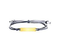 HUANGBONIG Pulsera ajustable de acero inoxidable curvada dorada para mujer europea y americana, Metal
