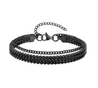 HUANGBONIG Pulsera apilada de acero inoxidable con personalidad europea y americana de dos capas, color negro