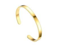 HUANGBONIG Pulsera de acero inoxidable abierto en forma de C para mujer europea y americana, Metal