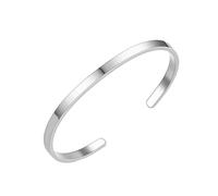 HUANGBONIG Pulsera de acero inoxidable abierto en forma de C para mujer europea y americana, Metal