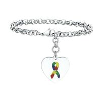 HUANGBONIG Pulsera de acero inoxidable europea y americana con logotipo de goteo, en forma de corazón, color plateado