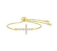 HUANGBONIG Pulsera de cruz de circonita Cer, joyería europea y americana, PBR-195G