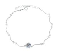 HUANGBONIG Pulsera de plata de ley con diseño de copo de nieve y piedra de Mosan, joyería europea y americana., Metal