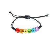 HUANGBONIG Pulsera trenzada de cuentas de acero inoxidable de colores para amistad entre hombres y mujeres, ajustable.