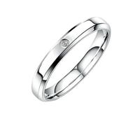 HUANGBONIG Versión coreana de anillo simple de diamantes de acero inoxidable suave con microincrustaciones que no destiñen, No.5.