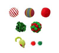 HUANGING Extensión de bolas de Navidad con pompones peludos, juguete de pesca, divertido colgante peludo para gatos de interior arrugado