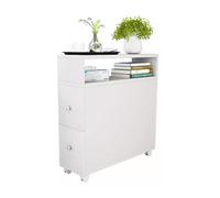 Huangj-0527 Gabinete de Barra de café Gabinete Lateral de Esquina for Sala Estar, Moderno y Sencillo, con 2 cajones, sofá, Mesa pequeña Estrecha móvil 4 Ruedas(Blanco,60x25x65cm)