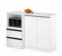 Huangj-0527 Isla de Cocina con Almacenamiento Aparador Blanco con Isla y Tapa de Piedra sinterizada, 2 cajones Puertas Almacenamiento