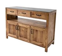 Huangj-0527 Isla de Cocina con Almacenamiento Aparador Tipo Isla de Madera Maciza con Tapa Piedra sinterizada, Mueble Buffet rústico cajones