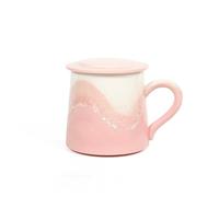 Huangj-0527 Taza de té Taza rosa ámbar, juego de 1 taza café cerámica esmaltada con tapa, capacidad 325 ml for recuerdo niña