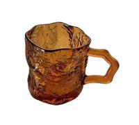 Huangj-0527 Tazas de vidrio Vaso de vidrio texturizado Glacier 7 oz, taza transparente sólido con asa for agua, leche, jugo o café Partes(Amber)