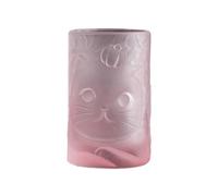 Huangj-0527 Tazas de vidrio Vaso pequeño de vidrio esmerilado, bonito vaso con relieve gato caqui for leche, zumo y té, 120 ml Partes(Pink)