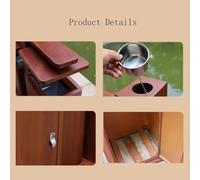 huanglyc-232 Bote de basura, Cubo de basura redondo de doble lata con imitación de madera retro for exteriores, comercial, for lugares pintorescos, Contenedores de basura al aire libre