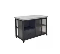 huanglyc-232 Cocina con Isla Central Gabinete Lateral Abierto For Comidas Mesa Móvil De Almacenamiento Y Carro de Cocina con Ruedas