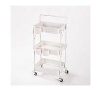 huanglyc-232 Estante De Almacenamiento Tres Capas Hierro, Móvil Pie con Reposabrazos, Sala Estar, Cocina, for Dormitorio, Carro Plegable Carro de Cocina con Ruedas(Blanco)