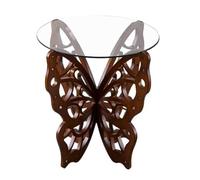 huanglyc-232 Mesa Auxiliar Mesa Redonda Vintage de Esquina con Base ahuecada en Forma ala, Mesa Auxiliar for sofá, Centro for balcón Mesa de Centro(Bruin)