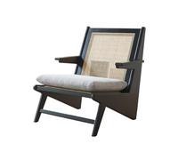 huanglyc-232 Silla de ratán Silla de ratán Decorativa, Silla de Lectura con reposabrazos, Silla Moderna de Mediados de Siglo for Sala de Estar, Dormitorio, balcón y Patio Sillones de Patio(Negro)