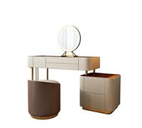 huanglyc-232 Tocador de Dormitorio Tocador, tocador de Maquillaje con diseño Superior Vidrio y cajones, Escritorio Madera Moderno, for Dormitorio Oficina(Pequeño)