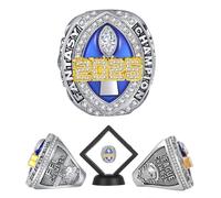HuangouSA Anillo de fútbol 2025 Fantasy Football Champions League Champions Trophy Rings Premium Premio Winner, 11, Chapado en oro y plata, Diamante blanco