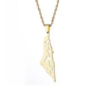 Huangshan Israel Palestine Map Pendant Necklace Stainless Steel Country Geography Chain for Women Jewelry (Model 7)