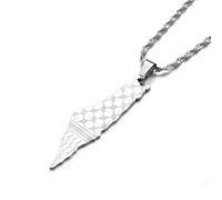 Huangshan Israel Palestine Map Pendant Necklace Stainless Steel Country Geography Chain for Women Jewelry (Model 13)