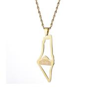 Huangshan Israel Palestine Map Pendant Necklace Stainless Steel Country Geography Chain for Women Jewelry (Model 3)