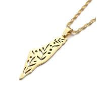 Huangshan Israel Palestine Map Pendant Necklace Stainless Steel Country Geography Chain for Women Jewelry (Model 12)