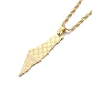 Huangshan Israel Palestine Map Pendant Necklace Stainless Steel Country Geography Chain for Women Jewelry (Model 14)