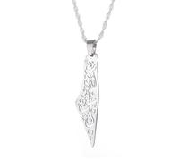 Huangshan Israel Palestine Map Pendant Necklace Stainless Steel Country Geography Chain for Women Jewelry (Model 10)
