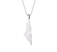 Huangshan Israel Palestine Map Pendant Necklace Stainless Steel Country Geography Chain for Women Jewelry (Model 8)