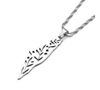 Huangshan Israel Palestine Map Pendant Necklace Stainless Steel Country Geography Chain for Women Jewelry (Model 11)