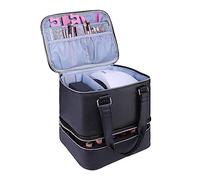 HUANIZI NailPolish - Bolsa organizadora de almacenamiento para NailTech, bolsa de transporte desmontable de doble capa con capacidad para 30 botellas de esmalte de uñas, Mango doble negro,