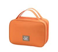 HUANIZI Neceser de viaje fácil de transportar con asa, soporte para artículos de tocador, estuche de almacenamiento de maquillaje, suministros de baño, Naranja
