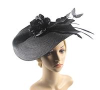 HUANIZI Tocado para fiesta de té, sombrero Derby para fiesta, boda, ala ancha, tocado para mujer, tocado de iglesia, Negro -, AS THE PIC SHOW