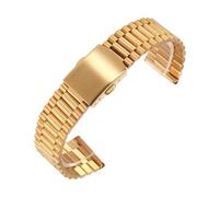 HuanJ - Correa de acero inoxidable sólido de 14 mm, 16 mm, 18 mm, 20 mm, correa de reloj de tres cuentas, para hombres y mujeres, accesorios de reloj de pulsera de metal, 14mm, Metal, No es una piedra