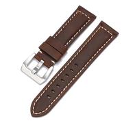 HuanJ Correa de cuero genuino compatible con reloj Panerai for hombre y mujer PAM111/441/312 Crazy Horse (20 mm, 22 mm, 24 mm y 26 mm)(DarkBrown-Silver,22mm)